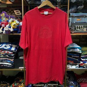 Vintage 90s Hanes Heavyweight T Shirt XL Red Embossed Raised Crest Promo Blank